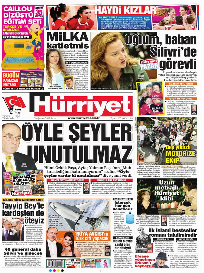 Gazete Manşetleri - 5 Ağustos 2012 Pazar 6
