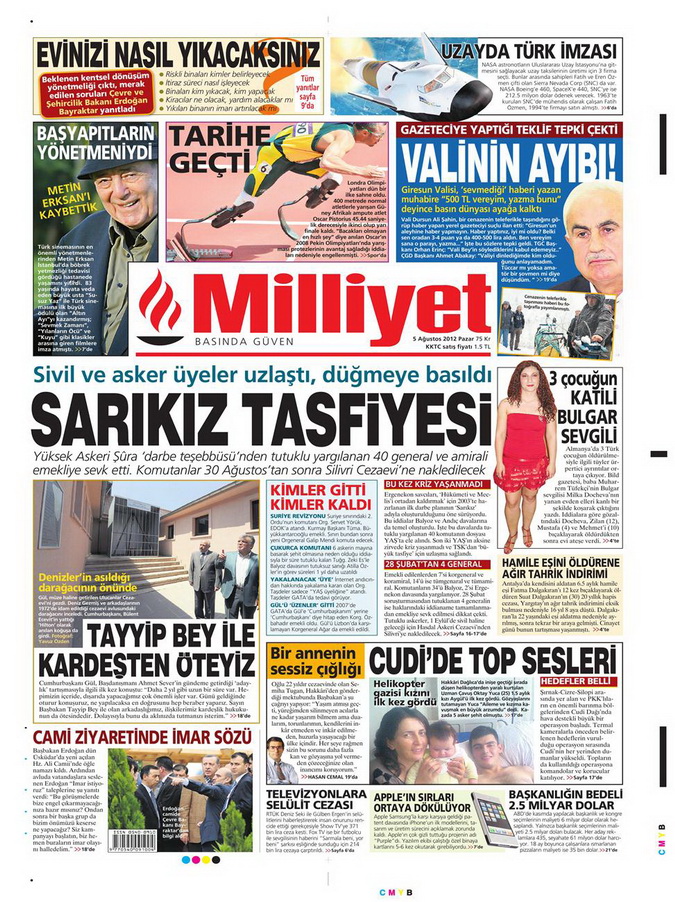 Gazete Manşetleri - 5 Ağustos 2012 Pazar 8