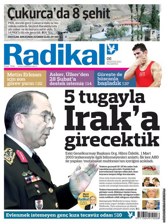 Gazete Manşetleri - 6 Ağustos 2012 Pazartesi 13