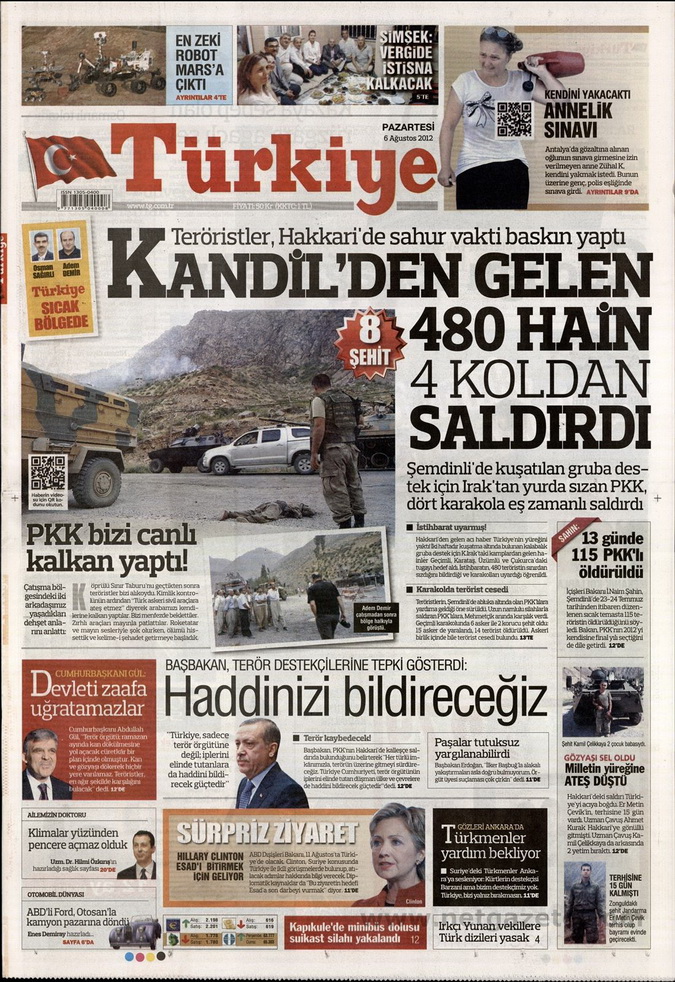 Gazete Manşetleri - 6 Ağustos 2012 Pazartesi 19
