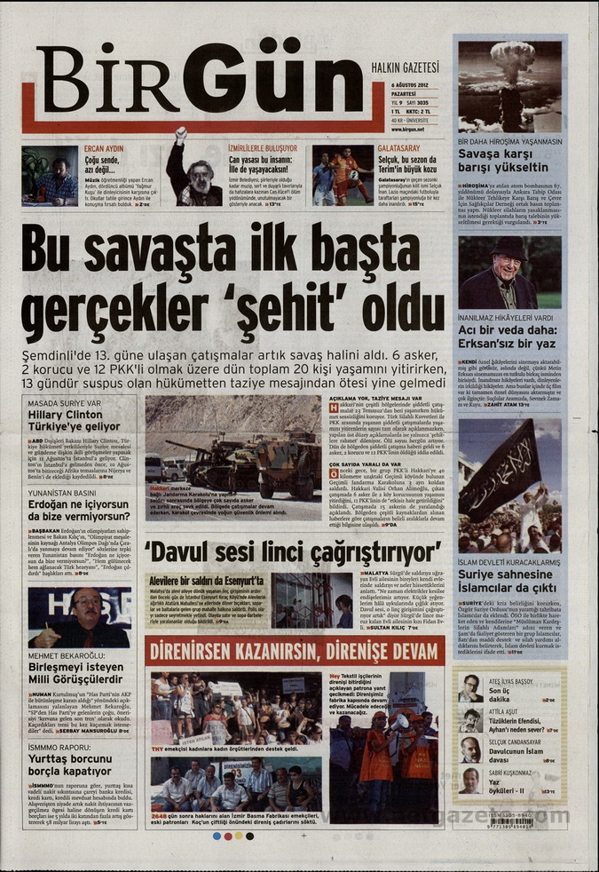 Gazete Manşetleri - 6 Ağustos 2012 Pazartesi 4