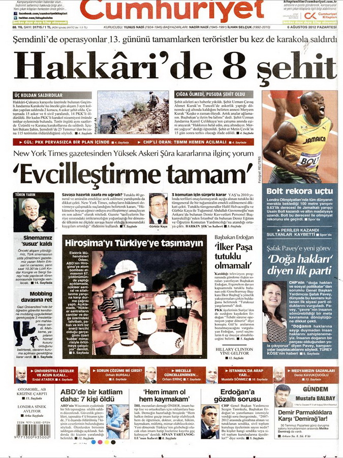 Gazete Manşetleri - 6 Ağustos 2012 Pazartesi 6