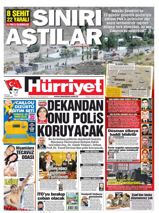 Gazete Manşetleri - 6 Ağustos 2012 Pazartesi 9