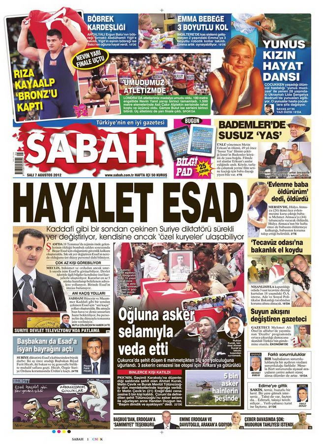 Gazete Manşetleri - 7 Ağustos 2012 Salı 14
