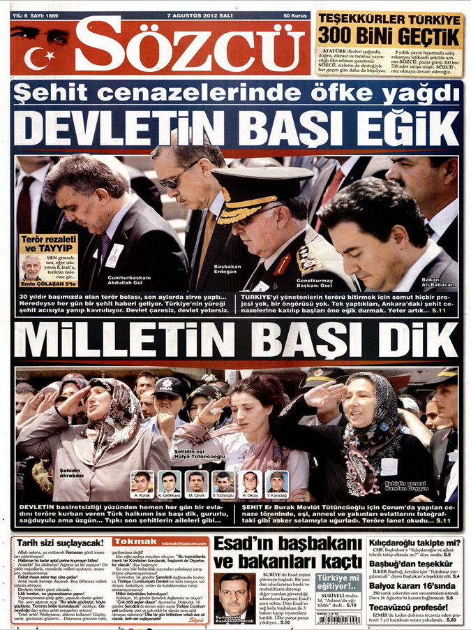 Gazete Manşetleri - 7 Ağustos 2012 Salı 15