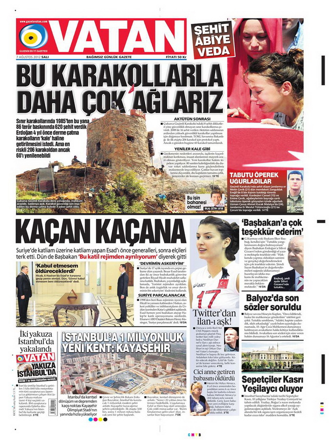 Gazete Manşetleri - 7 Ağustos 2012 Salı 20