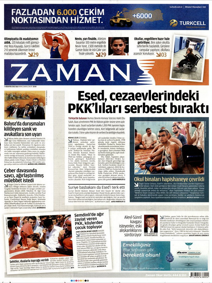 Gazete Manşetleri - 7 Ağustos 2012 Salı 24