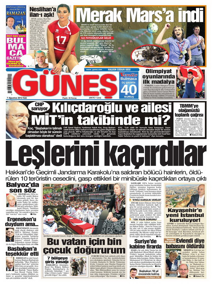 Gazete Manşetleri - 7 Ağustos 2012 Salı 5