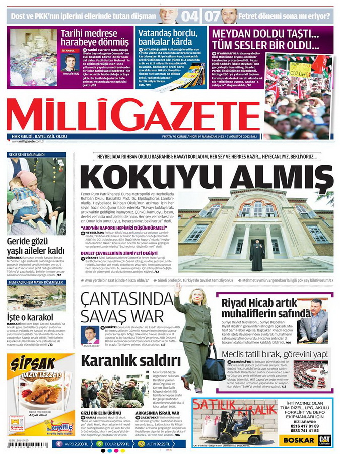 Gazete Manşetleri - 7 Ağustos 2012 Salı 9