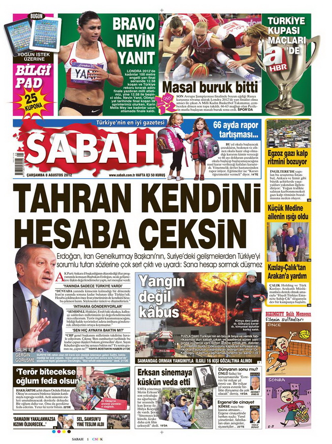 Gazete Manşetleri - 8 Ağustos 2012 Çarşamba 15