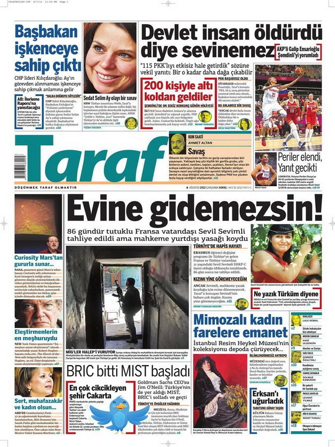 Gazete Manşetleri - 8 Ağustos 2012 Çarşamba 18