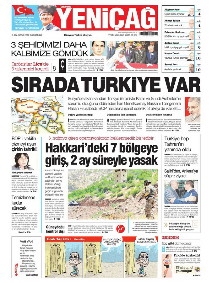 Gazete Manşetleri - 8 Ağustos 2012 Çarşamba 20