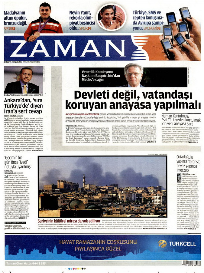 Gazete Manşetleri - 8 Ağustos 2012 Çarşamba 24