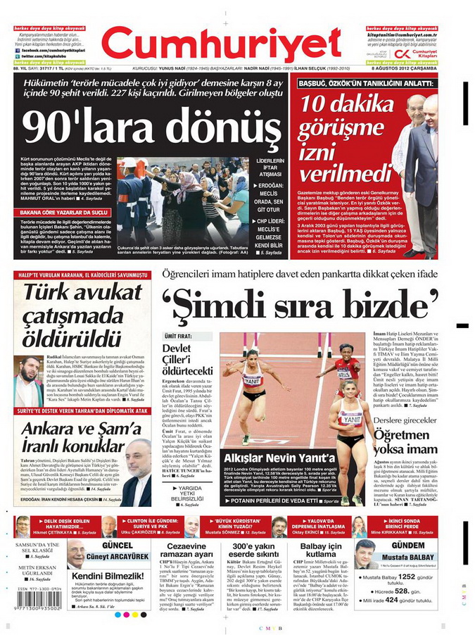 Gazete Manşetleri - 8 Ağustos 2012 Çarşamba 6