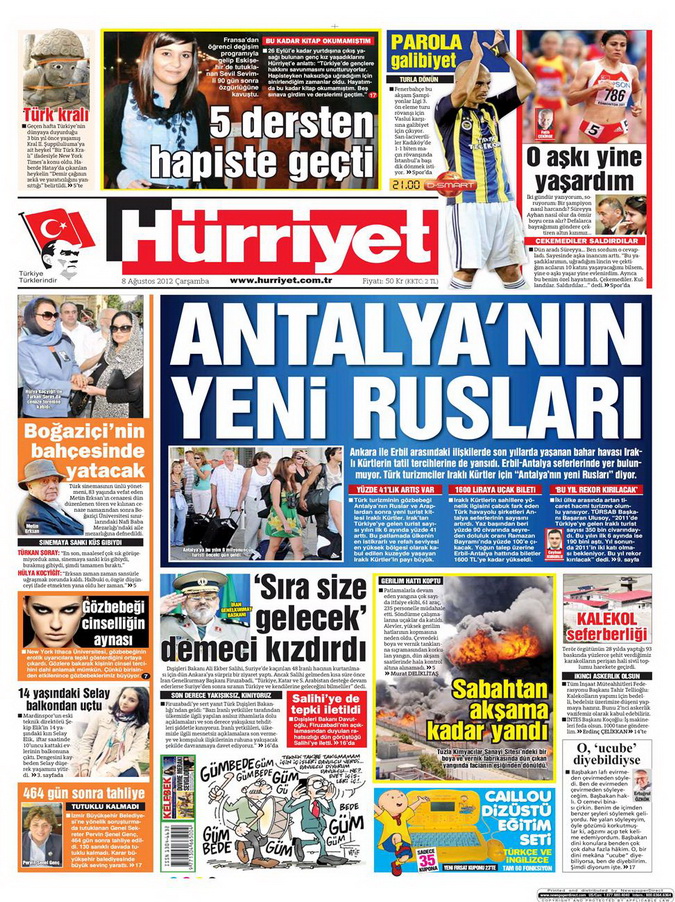 Gazete Manşetleri - 8 Ağustos 2012 Çarşamba 9