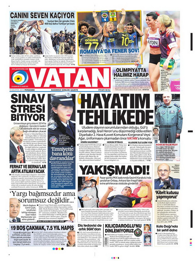 Gazete Manşetleri - 9 Ağustos 2012 Perşembe 19