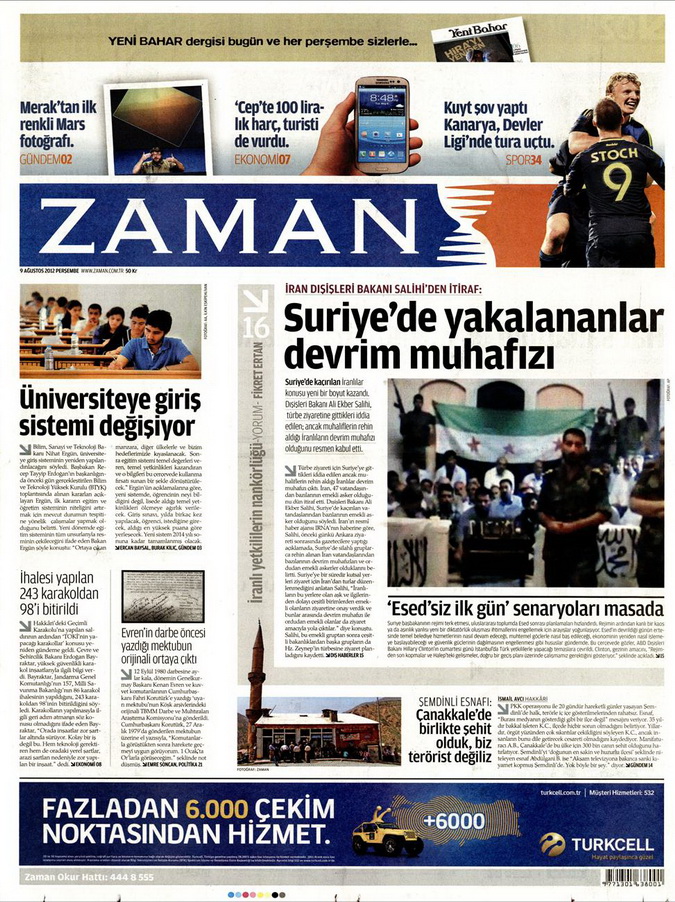 Gazete Manşetleri - 9 Ağustos 2012 Perşembe 22