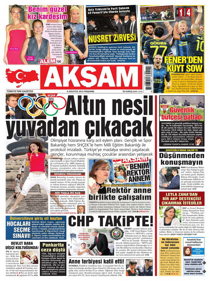 Gazete Manşetleri - 9 Ağustos 2012 Perşembe 3