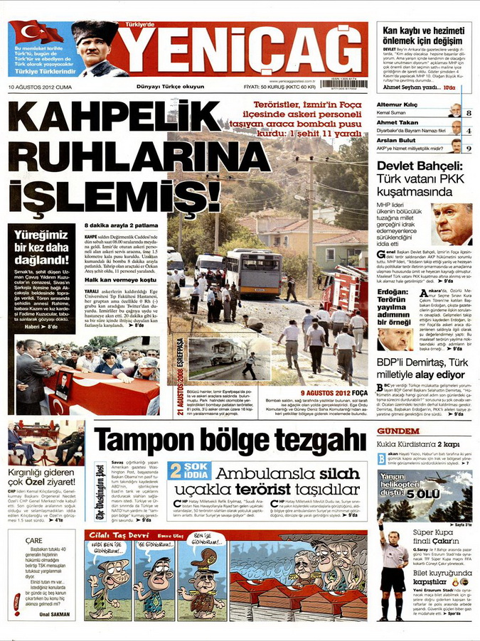 Gazete Manşetleri - 10 Ağustos 2012 Cuma 15