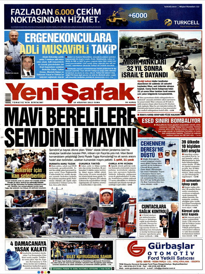 Gazete Manşetleri - 10 Ağustos 2012 Cuma 20