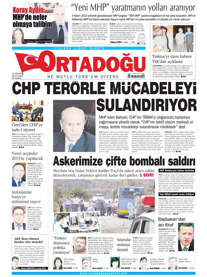 Gazete Manşetleri - 10 Ağustos 2012 Cuma 8