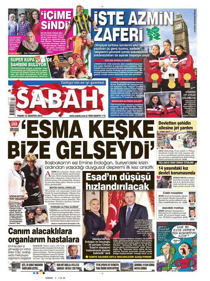 Gazete Manşetleri - 12 Ağustos 2012 Pazar 11