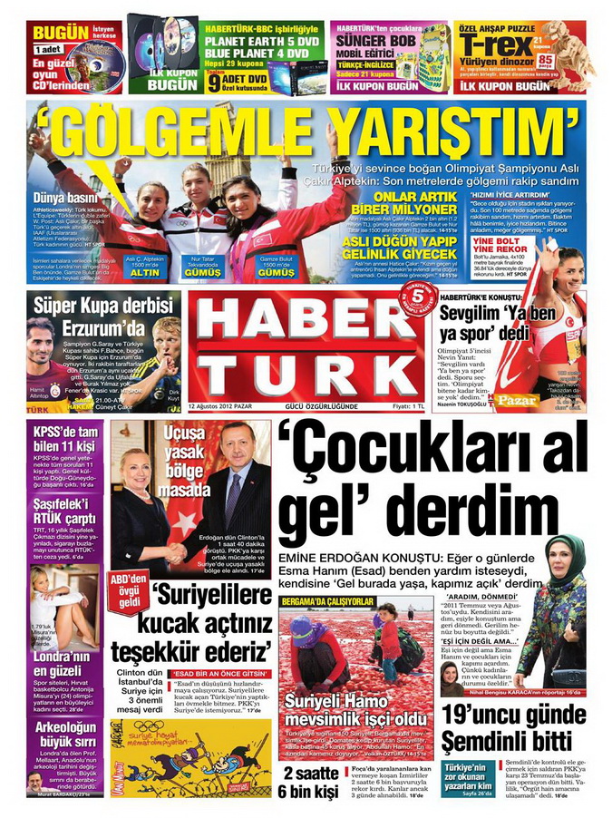 Gazete Manşetleri - 12 Ağustos 2012 Pazar 18
