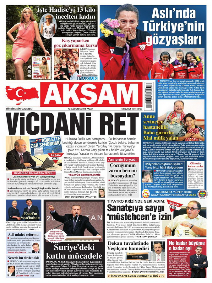 Gazete Manşetleri - 12 Ağustos 2012 Pazar 23