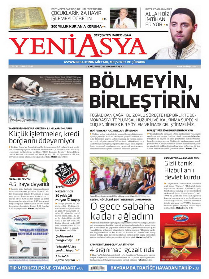 Gazete Manşetleri - 12 Ağustos 2012 Pazar 3