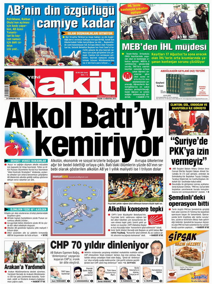Gazete Manşetleri - 12 Ağustos 2012 Pazar 4