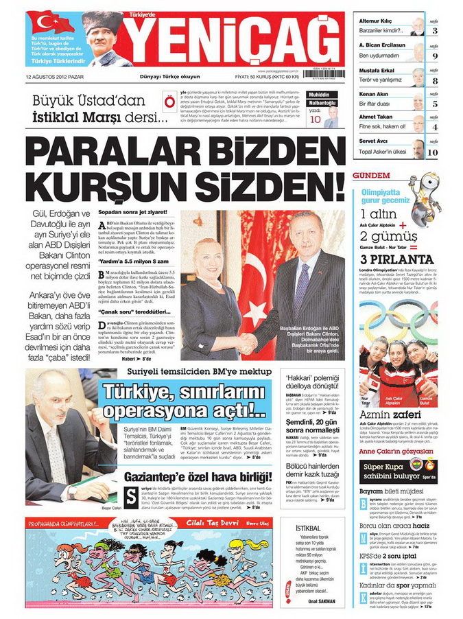 Gazete Manşetleri - 12 Ağustos 2012 Pazar 7
