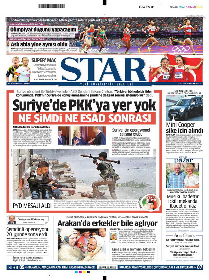 Gazete Manşetleri - 12 Ağustos 2012 Pazar 9