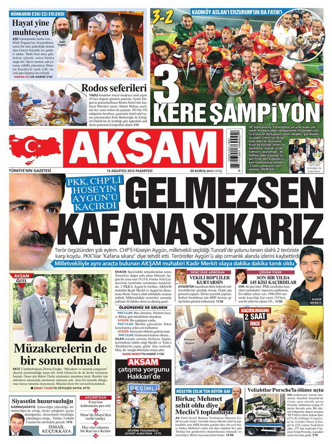 Gazete Manşetleri - 13 Ağustos 2012 Pazartesi 24