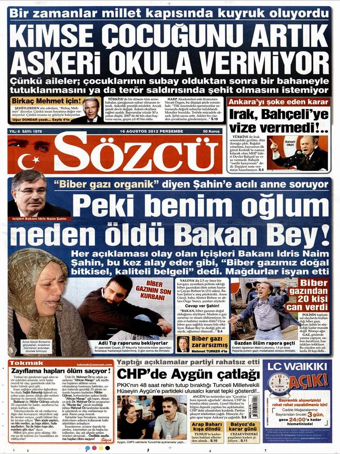 Gazete Manşetleri - 16 Ağustos Perşembe 10