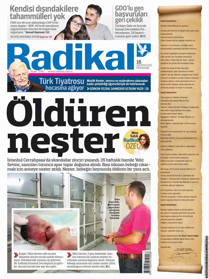 Gazete Manşetleri - 16 Ağustos Perşembe 12