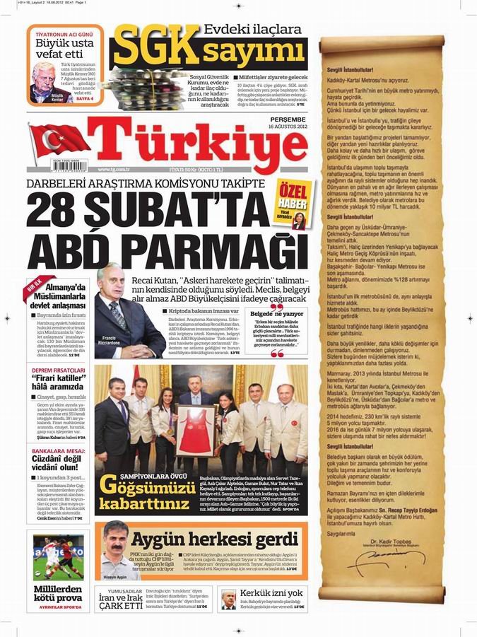 Gazete Manşetleri - 16 Ağustos Perşembe 6