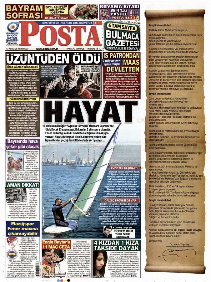 Gazete Manşetleri - 17 Ağustos Cuma 13