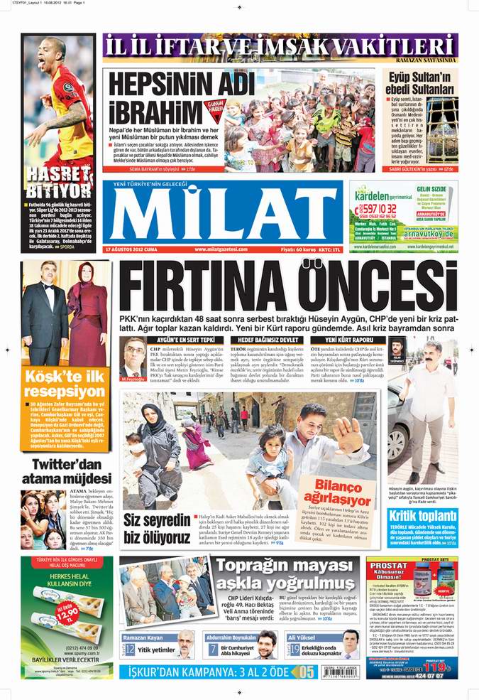 Gazete Manşetleri - 17 Ağustos Cuma 17