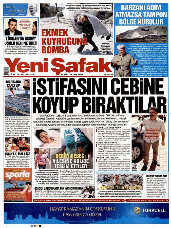 Gazete Manşetleri - 17 Ağustos Cuma 2