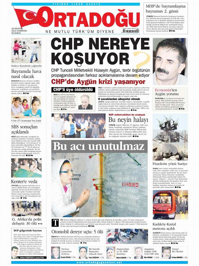Gazete Manşetleri - 18 Ağustos Cumartesi 14