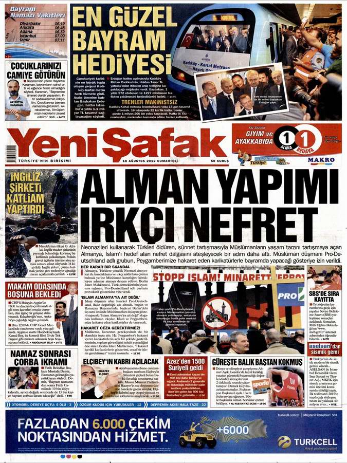 Gazete Manşetleri - 18 Ağustos Cumartesi 2