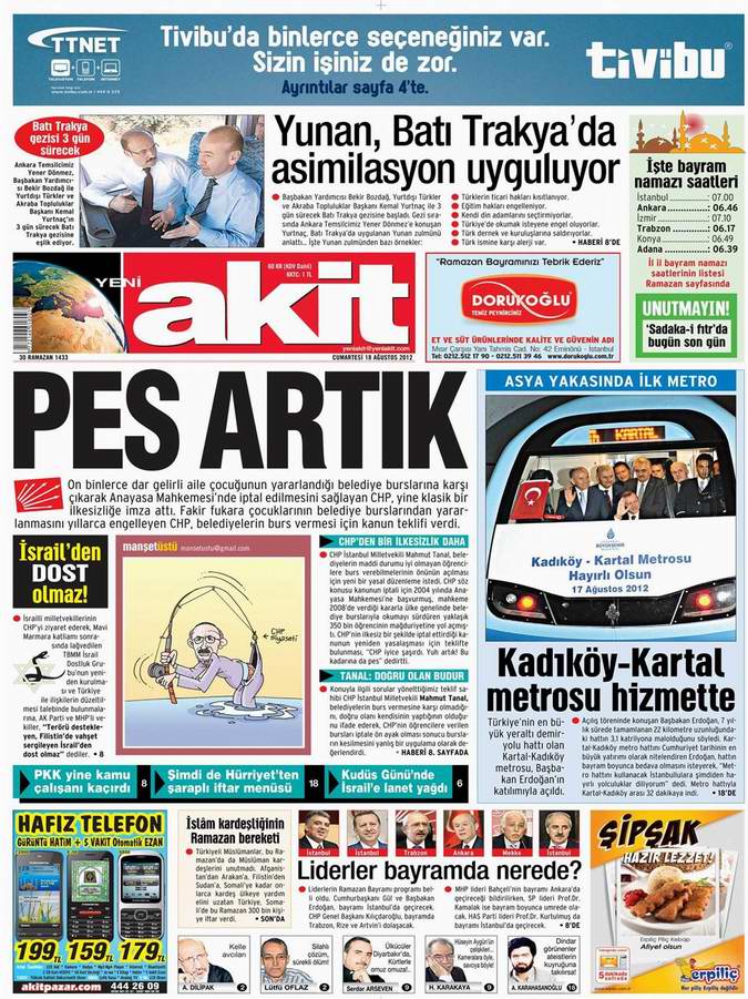 Gazete Manşetleri - 18 Ağustos Cumartesi 4