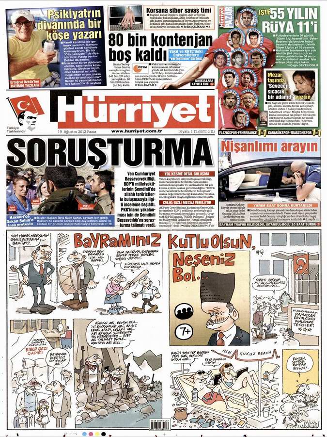 Gazete Manşetleri - 19 Ağustos Pazar 18