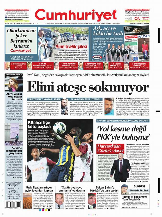 Gazete Manşetleri - 19 Ağustos Pazar 21