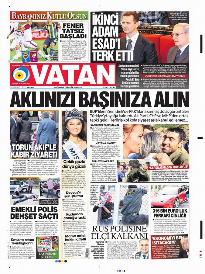 Gazete Manşetleri - 19 Ağustos Pazar 5