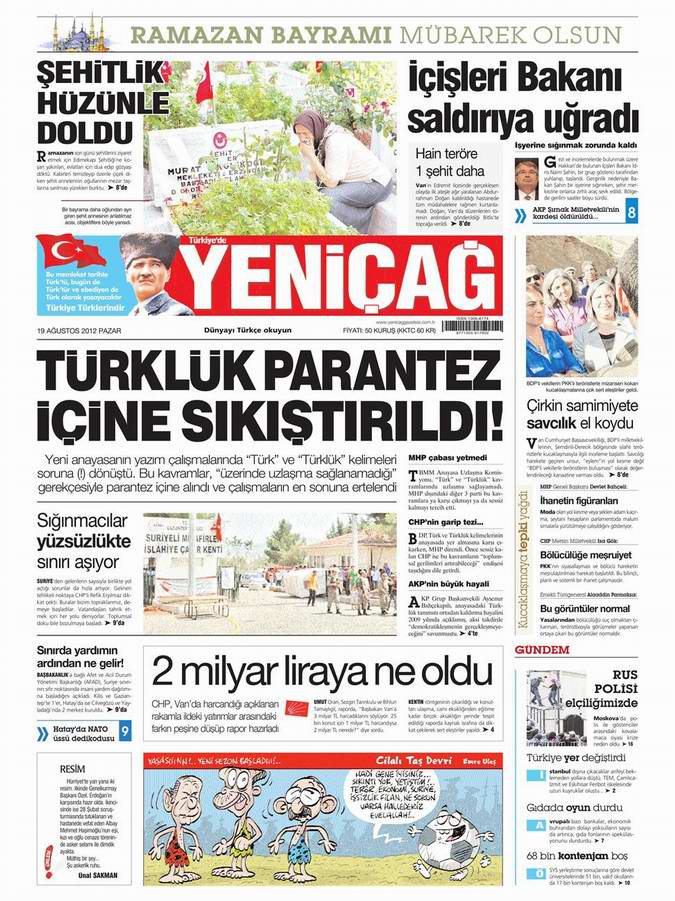 Gazete Manşetleri - 19 Ağustos Pazar 7