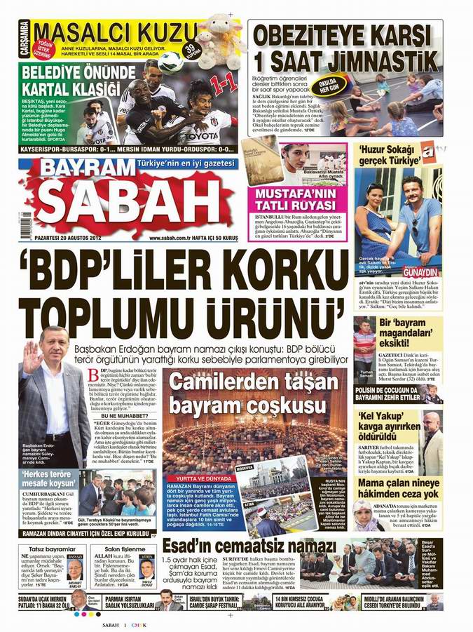 Gazete Manşetleri - 20 Ağustos Pazartesi 10