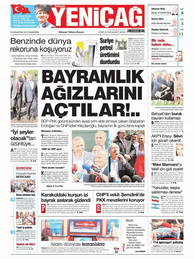 Gazete Manşetleri - 20 Ağustos Pazartesi 6