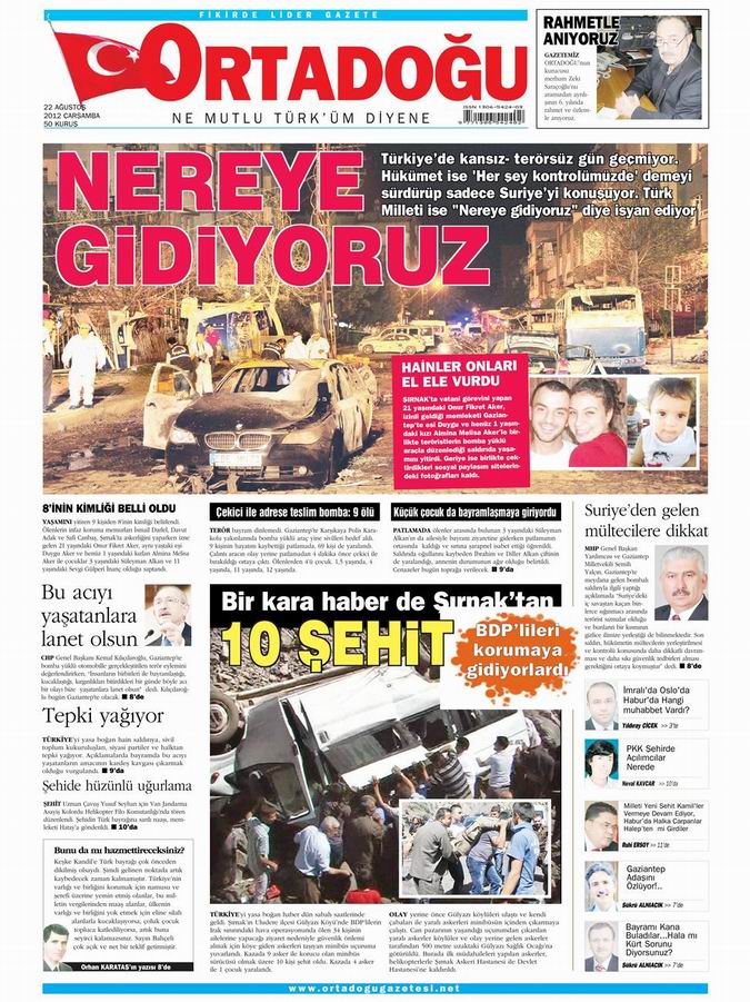 Gazete Manşetleri - 22 Ağustos Çarşamba 13