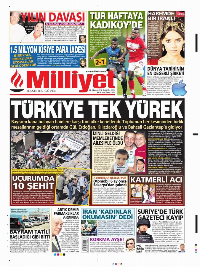 Gazete Manşetleri - 22 Ağustos Çarşamba 14